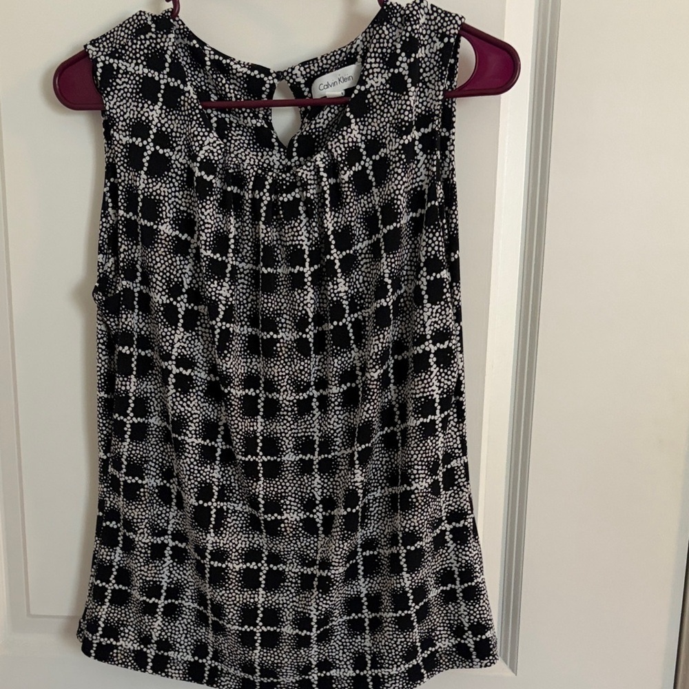 Calvin Klein Black and White Patterned Blouse - Picture 2 of 6
